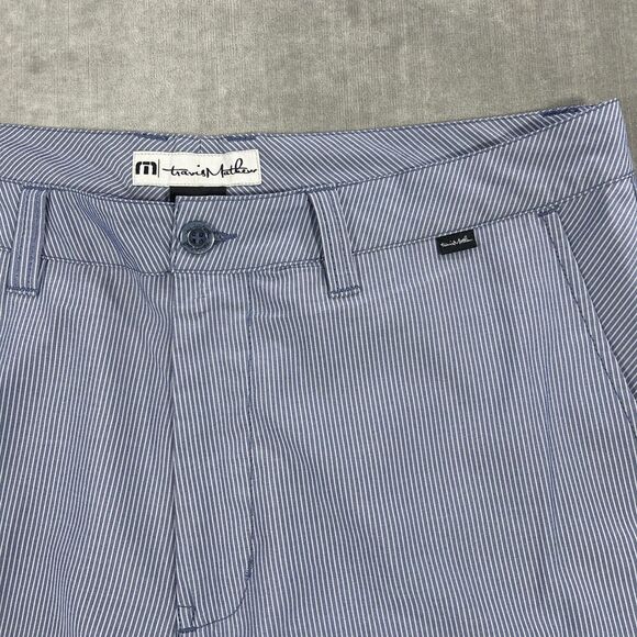 Travis‎ Mathew Mens 34 Blue Stripe Lightweight Golf Shorts - Picture 2 of 7